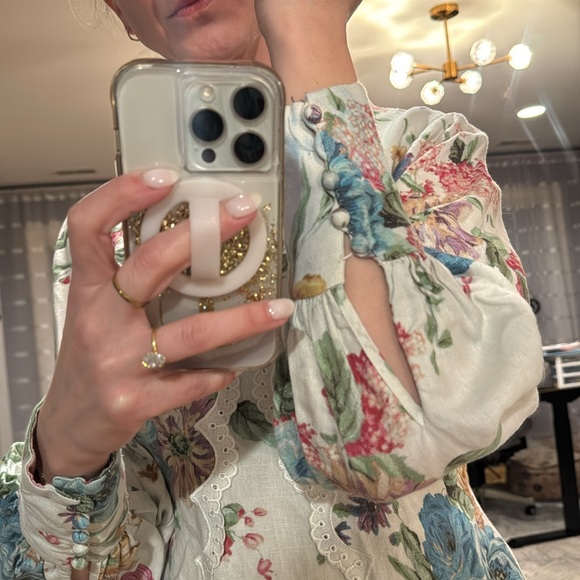 Zimmermann Ninety-Six Scallop Mini Dress White Linen Lace Blossom Floral - Picture 7 of 7